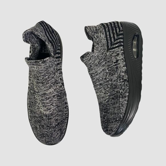 Chunky Slip On Bubble Sole Gray Black Athleisure Workout Gym Running Sneaker 9.5 - Picture 1 of 8